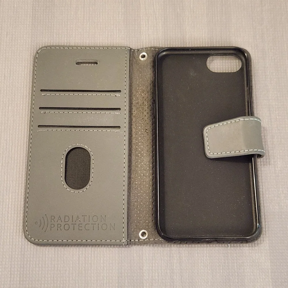 SafeSleeve iPhone SE 7 8 Anti-Radiation RFID Blocking Wallet Case Gray Folio